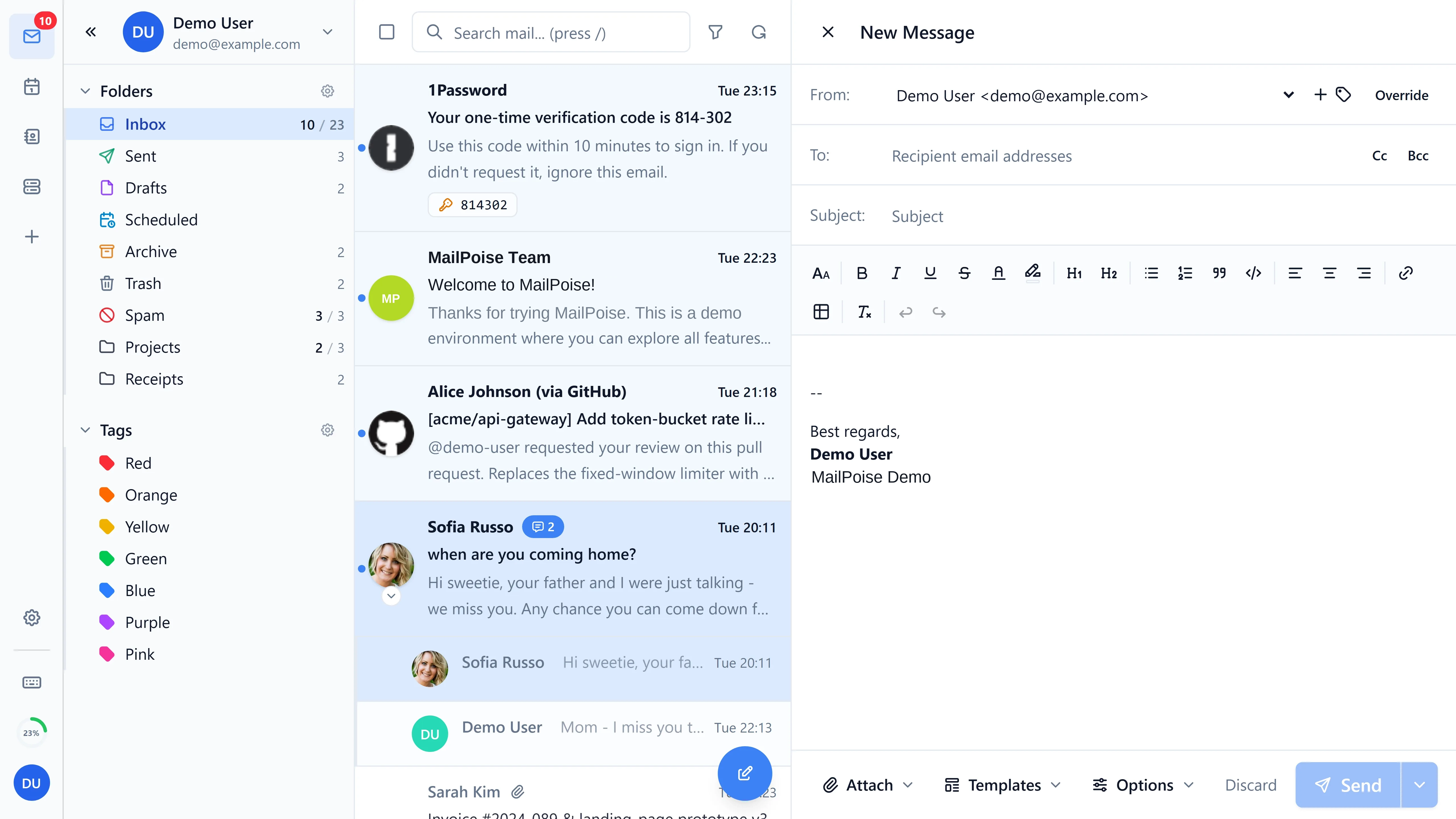 Secure email composer